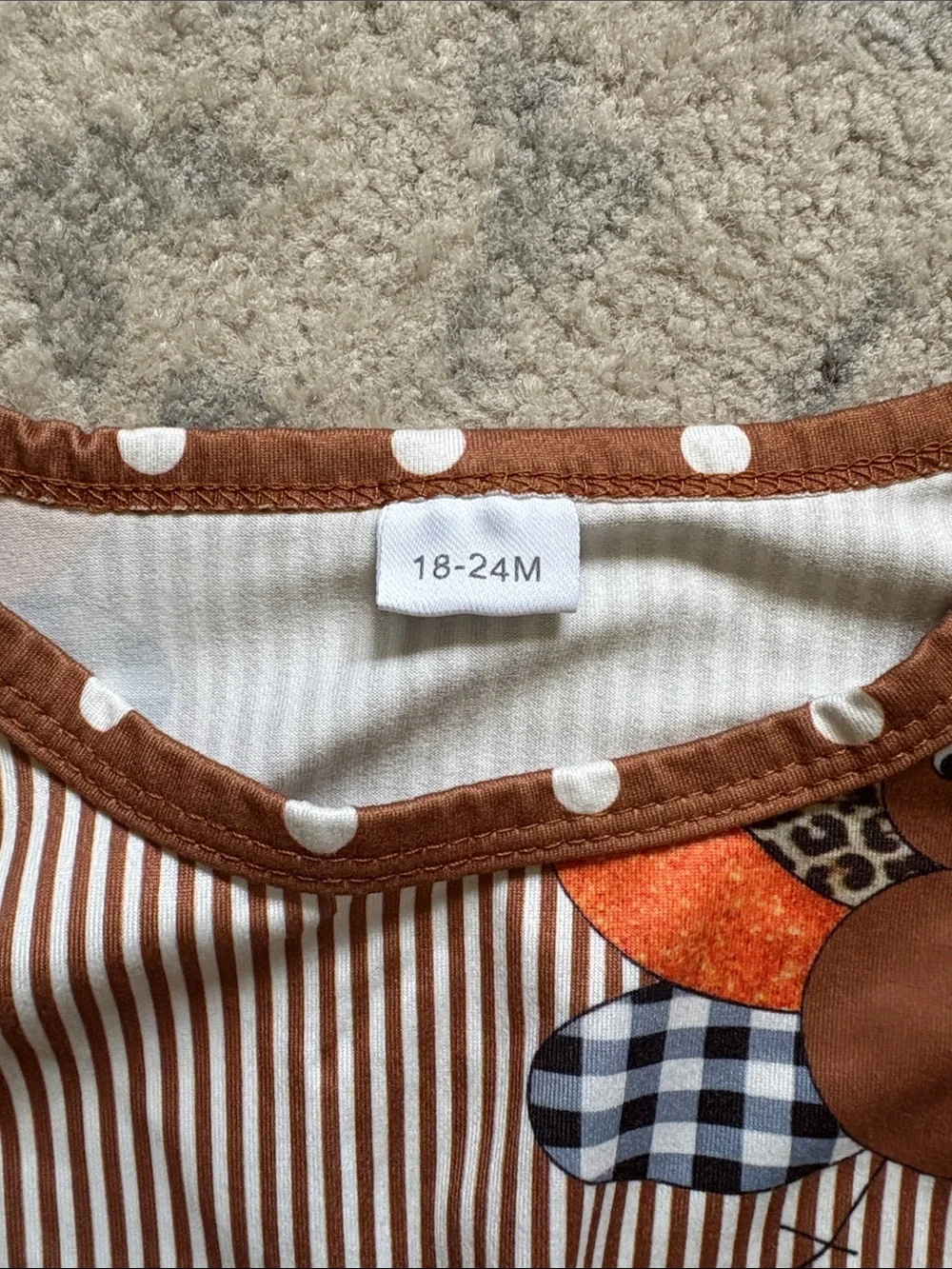 Girls Brown Turkey Print Ruffle Outfit